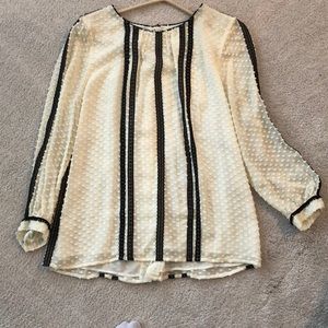 Creme and Black Lace J Crew Blouse